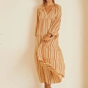 Striped Tan Maxi Dress